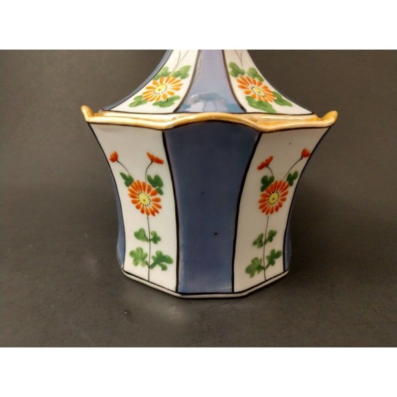 Vintage Lusterware Covered Candy Dish Peach Blue Gold Ceramic Porcelain Painted - Picture 2 of 10